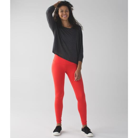 Lululemon womens Wunder Under Pant III Reversible Cranberry/Alarming leggings 4 - Picture 3 of 15